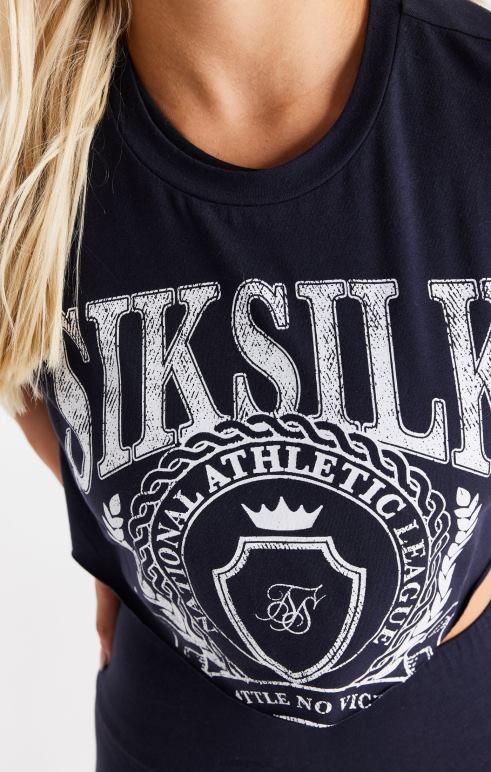 SikSilk cropped μπλουζάκι navy varsity γυναίκες ενδύματα 48N8Z51