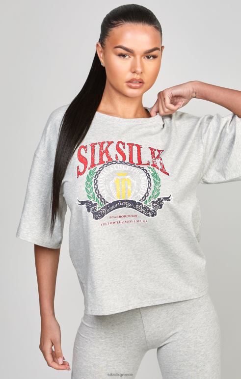 SikSilk μπλουζάκι γκρι marl varsity crop γυναίκες ενδύματα 48N8Z57