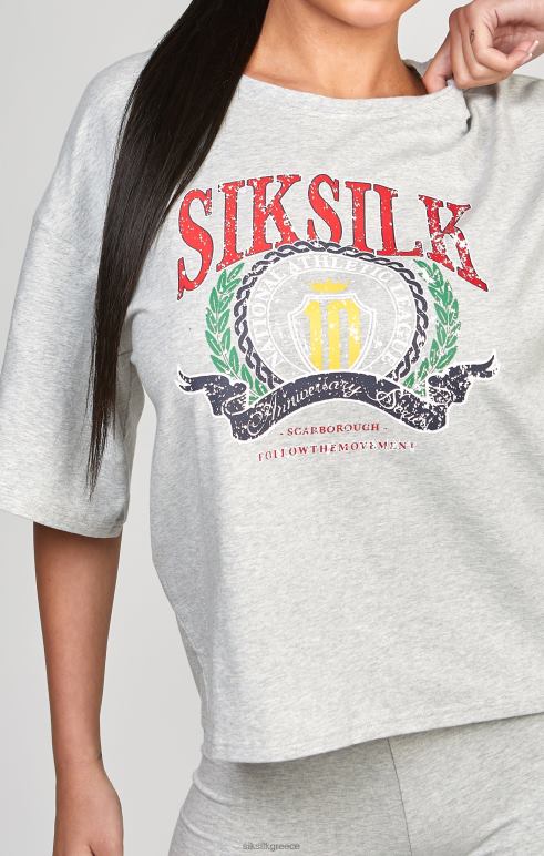 SikSilk μπλουζάκι γκρι marl varsity crop γυναίκες ενδύματα 48N8Z57