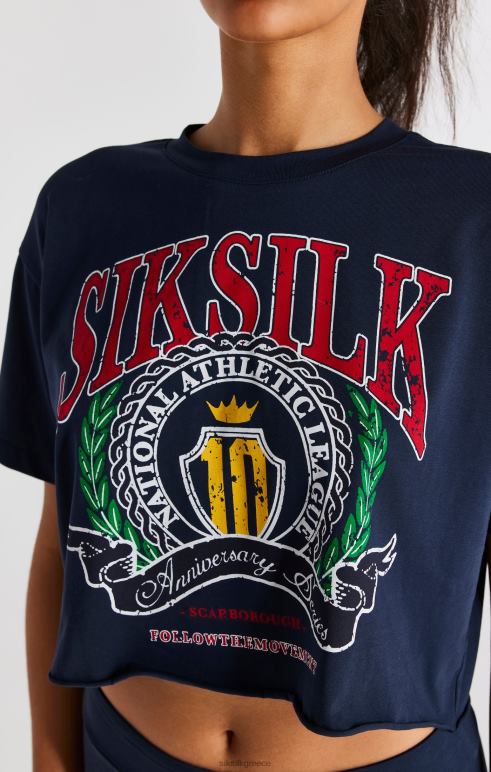 SikSilk t-shirt navy crop varsity γυναίκες ενδύματα 48N8Z28