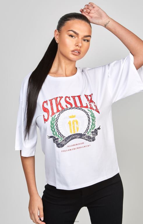 SikSilk λευκό t-shirt varsity crop γυναίκες ενδύματα 48N8Z53