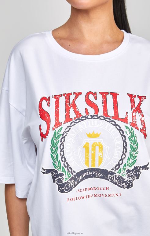 SikSilk λευκό t-shirt varsity crop γυναίκες ενδύματα 48N8Z53