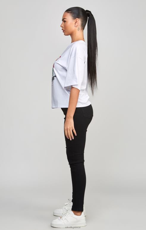 SikSilk λευκό t-shirt varsity crop γυναίκες ενδύματα 48N8Z53