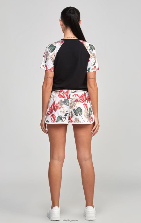 SikSilk μαύρο ρετρό tropics crop μπλουζάκι γυναίκες ενδύματα 48N8Z73