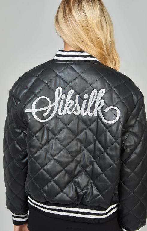 SikSilk μαύρο μπουφάν με καπιτονέ βερσιόν γυναίκες ενδύματα 48N8Z135