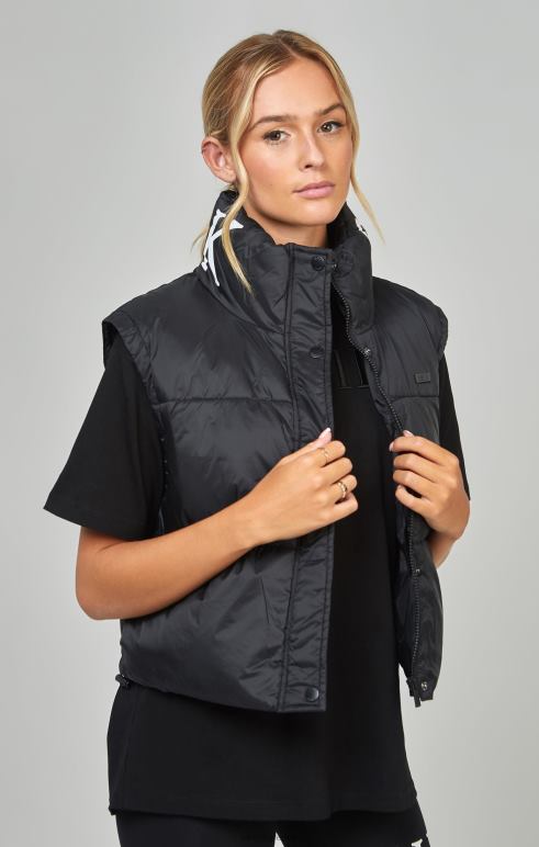 SikSilk μαύρο cropped gilet γυναίκες ενδύματα 48N8Z132