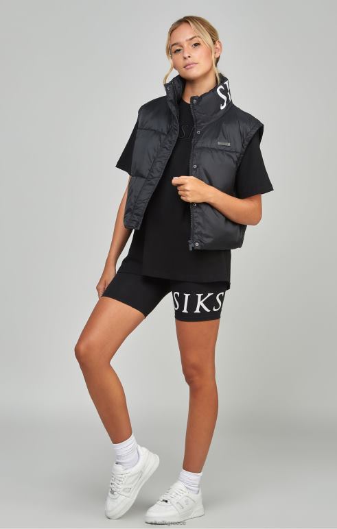 SikSilk μαύρο cropped gilet γυναίκες ενδύματα 48N8Z132