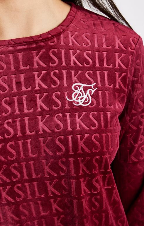SikSilk ροζ βελούδινο μακρυμάνικο φόρεμα μπλουζάκι κορίτσια ενδύματα 48N8Z345