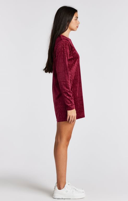 SikSilk ροζ βελούδινο μακρυμάνικο φόρεμα μπλουζάκι κορίτσια ενδύματα 48N8Z345