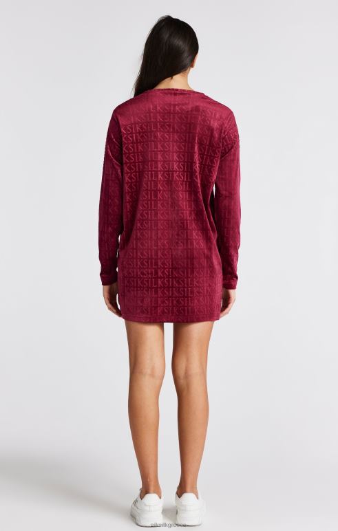 SikSilk ροζ βελούδινο μακρυμάνικο φόρεμα μπλουζάκι κορίτσια ενδύματα 48N8Z345