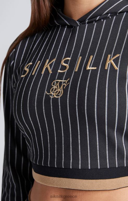 SikSilk μαύρη ριγέ μπέιζμπολ με κουκούλα κορίτσια ενδύματα 48N8Z337