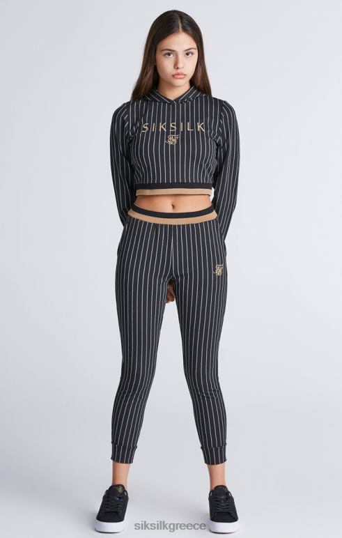 SikSilk μαύρη ριγέ μπέιζμπολ με κουκούλα κορίτσια ενδύματα 48N8Z337