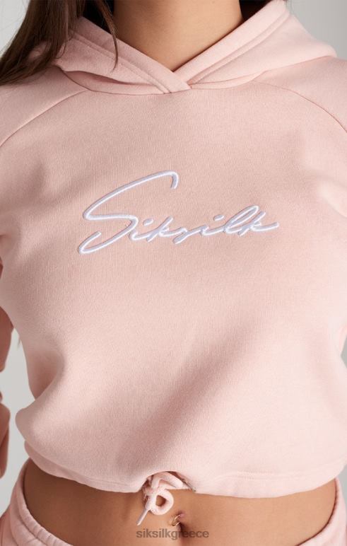 SikSilk ροζ υπογραφή cropped hoodie κορίτσια ενδύματα 48N8Z333