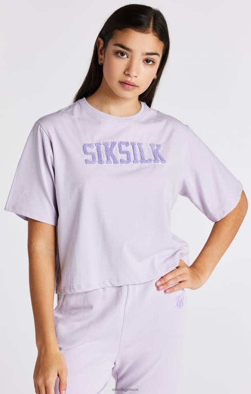 SikSilk μωβ μπλουζάκι με λογότυπο πανεπιστημίου κορίτσια ενδύματα 48N8Z327