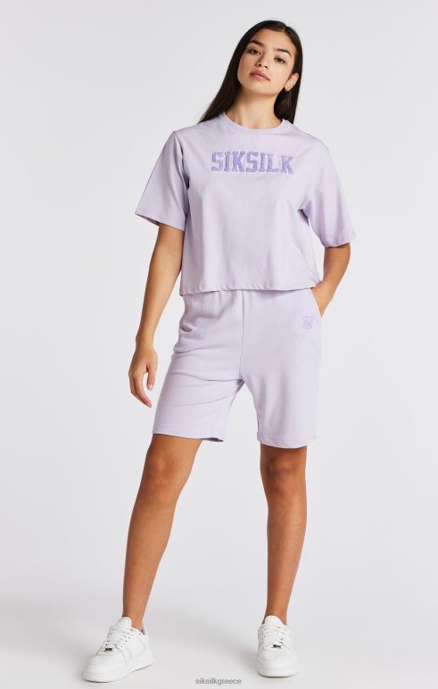 SikSilk μωβ μπλουζάκι με λογότυπο πανεπιστημίου κορίτσια ενδύματα 48N8Z327