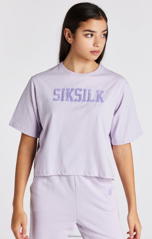SikSilk μωβ μπλουζάκι με λογότυπο πανεπιστημίου κορίτσια ενδύματα 48N8Z327