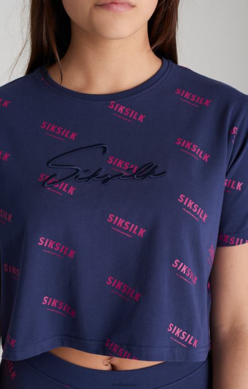 SikSilk cropped μπλουζάκι με ναυτική υπογραφή κορίτσια ενδύματα 48N8Z324