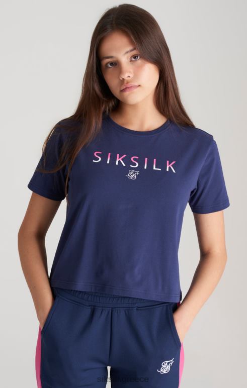 SikSilk κομμένο μπλουζάκι με λογότυπο navy fade κορίτσια ενδύματα 48N8Z325