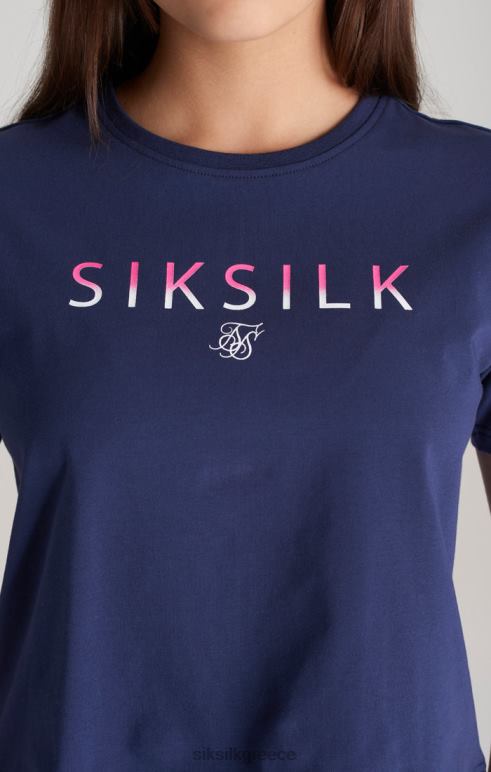 SikSilk κομμένο μπλουζάκι με λογότυπο navy fade κορίτσια ενδύματα 48N8Z325