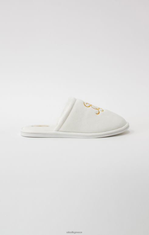 SikSilk λευκή παντόφλα με κεντημένο λογότυπο άνδρες είδη υπόδησης 48N8Z6