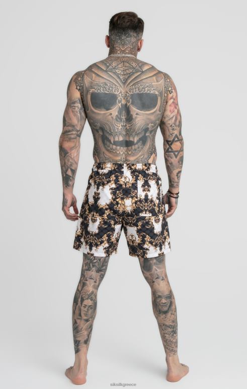 SikSilk μαύρο λευκό βενετσιάνικο κολύμπι σύντομη άνδρες ενδύματα 48N8Z615