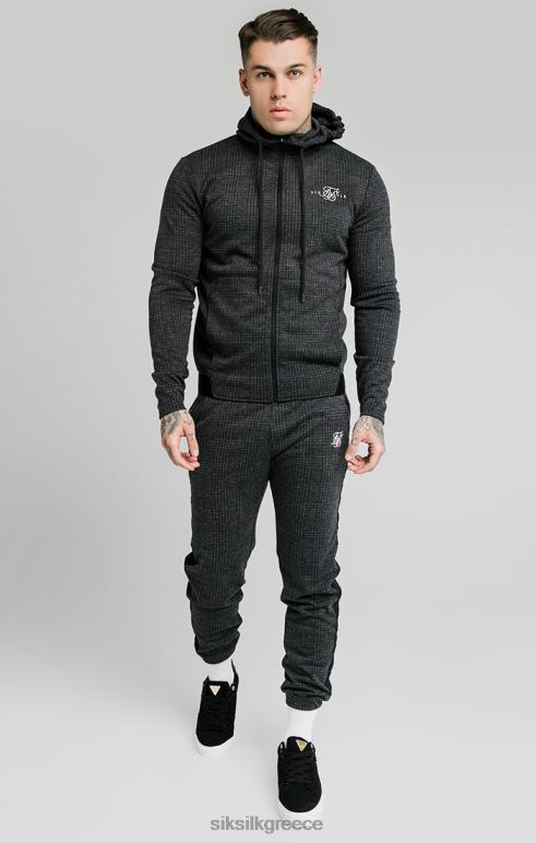 SikSilk παντελόνι tonal check cuffed - γκρι άνδρες ενδύματα 48N8Z526