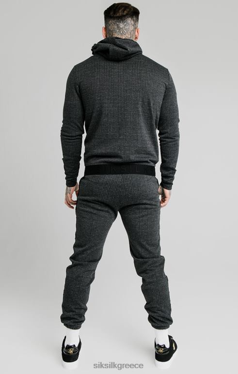 SikSilk παντελόνι tonal check cuffed - γκρι άνδρες ενδύματα 48N8Z526
