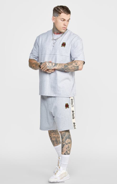 SikSilk γκρι κοντό με γοτθική πλάγια ταινία άνδρες ενδύματα 48N8Z569