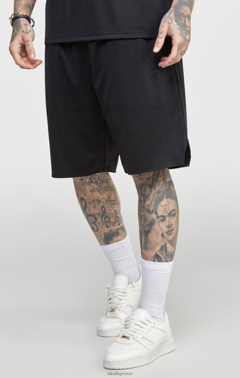 SikSilk μαύρο πλέγμα χαλαρή εφαρμογή κοντά άνδρες ενδύματα 48N8Z570