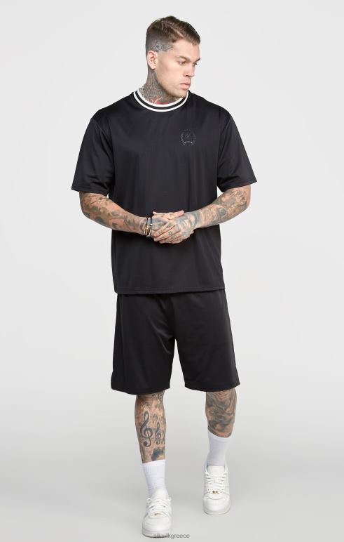 SikSilk μαύρο πλέγμα χαλαρή εφαρμογή κοντά άνδρες ενδύματα 48N8Z570
