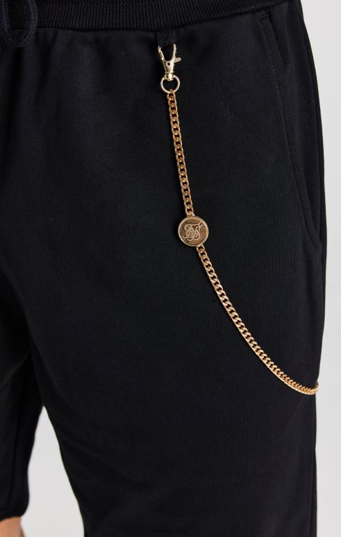 SikSilk μαύρη αλυσίδα χαλαρή εφαρμογή κοντά άνδρες ενδύματα 48N8Z571