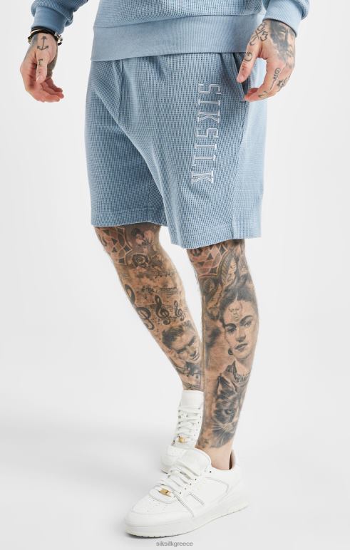 SikSilk μπλε κεντημένο σορτς με υφή βάφλα άνδρες ενδύματα 48N8Z576