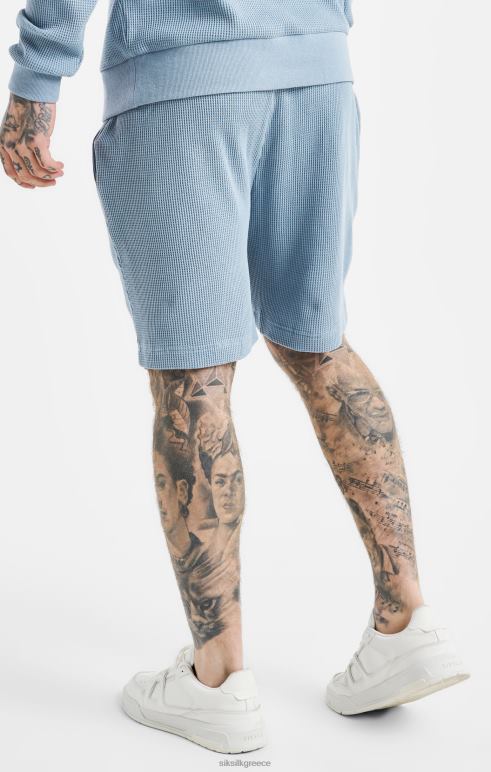 SikSilk μπλε κεντημένο σορτς με υφή βάφλα άνδρες ενδύματα 48N8Z576