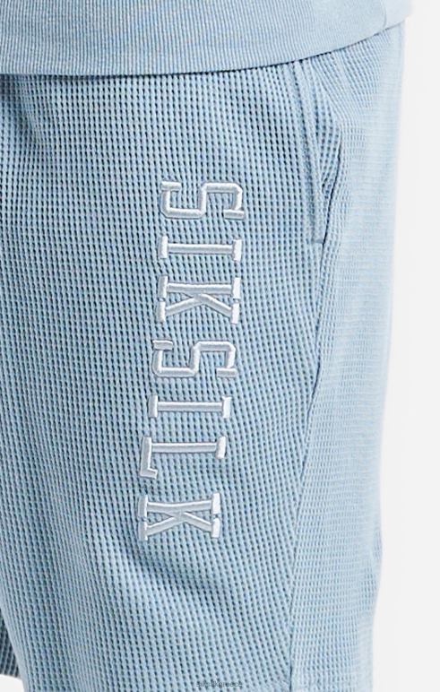 SikSilk μπλε κεντημένο σορτς με υφή βάφλα άνδρες ενδύματα 48N8Z576