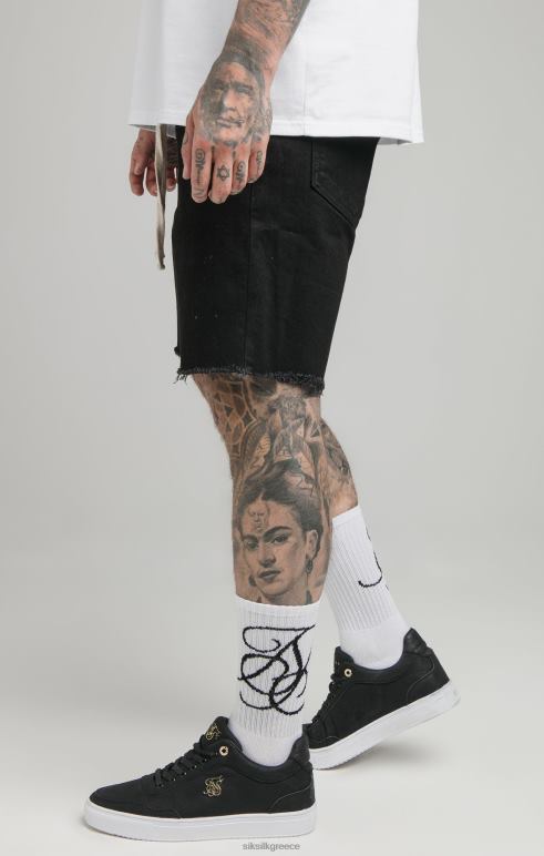 SikSilk μαύρο ακατέργαστο στρίφωμα χαλαρό τζιν κοντό άνδρες ενδύματα 48N8Z582
