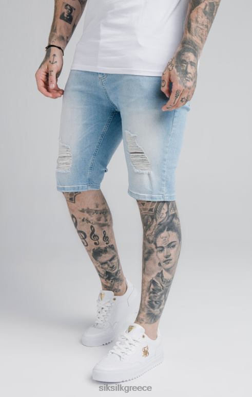 SikSilk μπλε ταλαιπωρημένο τζιν κοντό άνδρες ενδύματα 48N8Z583