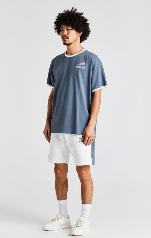 SikSilk λευκό τριαντάφυλλο κέντημα κοντό άνδρες ενδύματα 48N8Z584