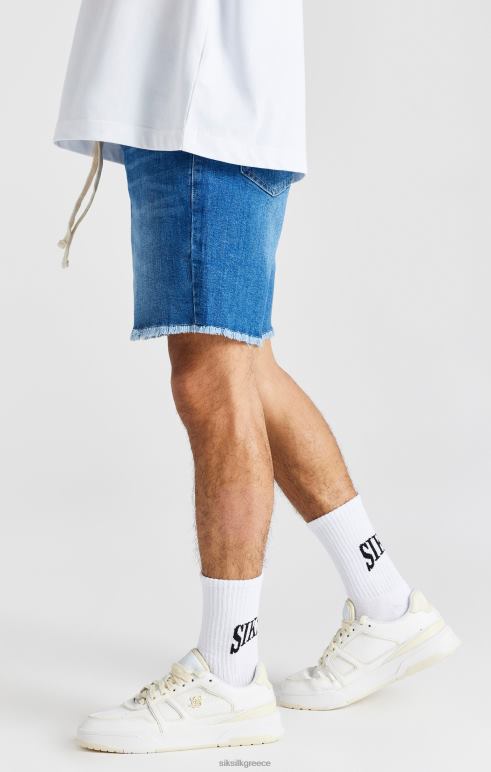 SikSilk μπλε ακατέργαστο στρίφωμα χαλαρό τζιν κοντό άνδρες ενδύματα 48N8Z587