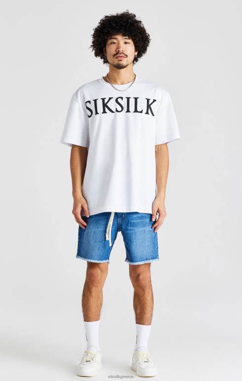 SikSilk μπλε ακατέργαστο στρίφωμα χαλαρό τζιν κοντό άνδρες ενδύματα 48N8Z587