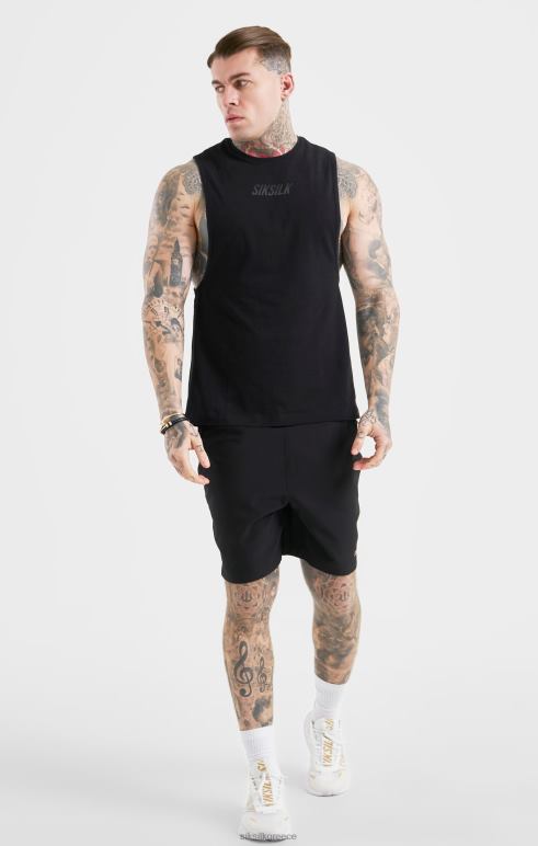 SikSilk μαύρο αθλητικό κοντό άνδρες ενδύματα 48N8Z590