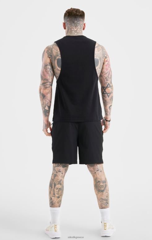 SikSilk μαύρο αθλητικό κοντό άνδρες ενδύματα 48N8Z590