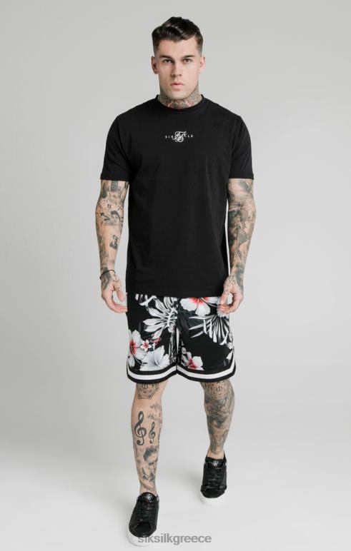 SikSilk λουλουδάτο σορτς μπάσκετ - μαύρο άνδρες ενδύματα 48N8Z591