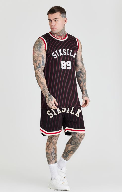SikSilk μαύρο ρετρό κλασικό μπασκετικό σορτς άνδρες ενδύματα 48N8Z609