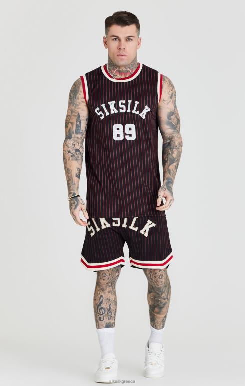 SikSilk μαύρο ρετρό κλασικό μπασκετικό σορτς άνδρες ενδύματα 48N8Z609