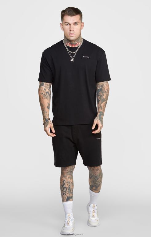 SikSilk μαύρο jogger κοντή με λωρίδα μέσης άνδρες ενδύματα 48N8Z610