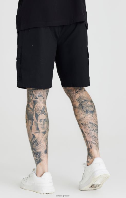 SikSilk μαύρο ripstop φορτίο κοντό άνδρες ενδύματα 48N8Z586