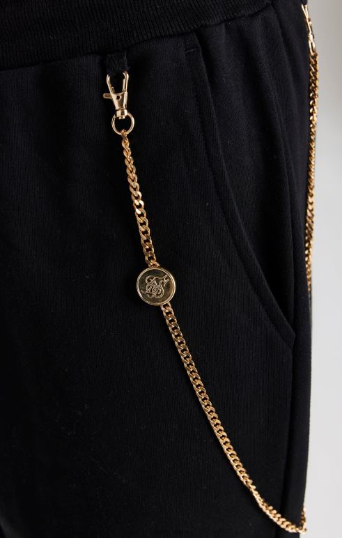 SikSilk μαύρη αλυσίδα jogger άνδρες ενδύματα 48N8Z533