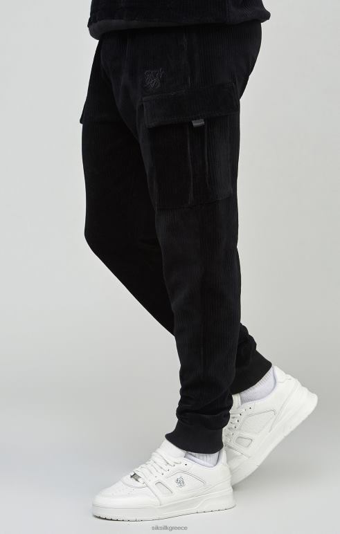 SikSilk μαύρο κοτλέ φορτηγό joggers άνδρες ενδύματα 48N8Z532