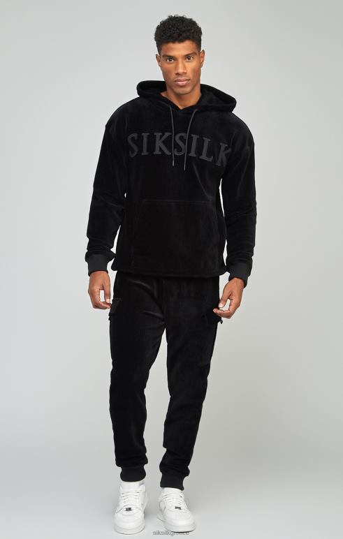 SikSilk μαύρο κοτλέ φορτηγό joggers άνδρες ενδύματα 48N8Z532