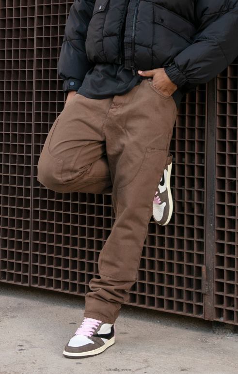 SikSilk καφέ ίσια εφαρμογή τζιν ξυλουργού άνδρες ενδύματα 48N8Z549